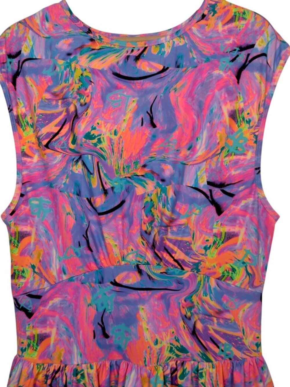 Lisa Blue Call Of The Whale Dress AUS UK 14 US 10 Beach Ruffle Psychedelic Swirl - Picture 10 of 16